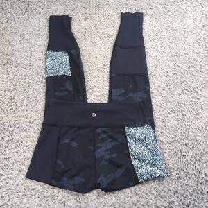 Lululemon Leggings Women 4 Blue Camo Elastic Waist Gym Yoga Stretch Athleisure